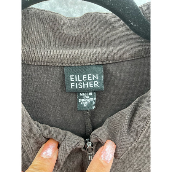 Eileen Fisher Womens Jacket Gray Zipper Up Stretch Mock Neck Long Sleeve M - Picture 6 of 8